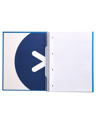 Cuaderno Espiral A4 Micro Antartik Tapa Forrada 120H 90 Gr Cuadro 5Mm 5 Bandas 4 Taladros Color Azul Marino