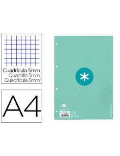 Recambio Antartik A4 80 Hojas 90Gr Cuadro 5 Mm 4 Taladros 1 Banda Marco Color Menta