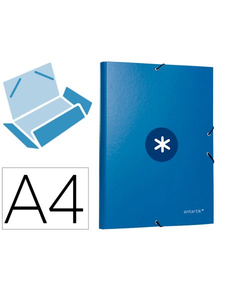 Carpeta Antartik Gomas Tres Solapas Carton Forrado A4 Color Azul Marino