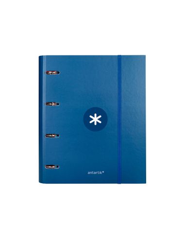 Carpeta Con Recambio Antartik A4 Cuadro 5Mm Forrada 4 Anillas 40Mm Redondas Con Solapa Color Azul Marino