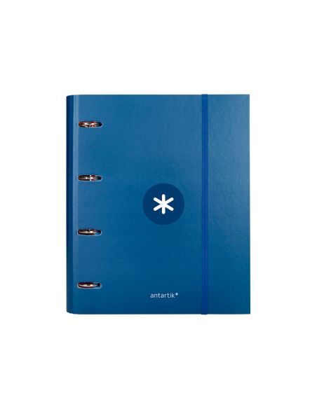 Carpeta Con Recambio Antartik A4 Cuadro 5Mm Forrada 4 Anillas 40Mm Redondas Con Solapa Color Azul Marino