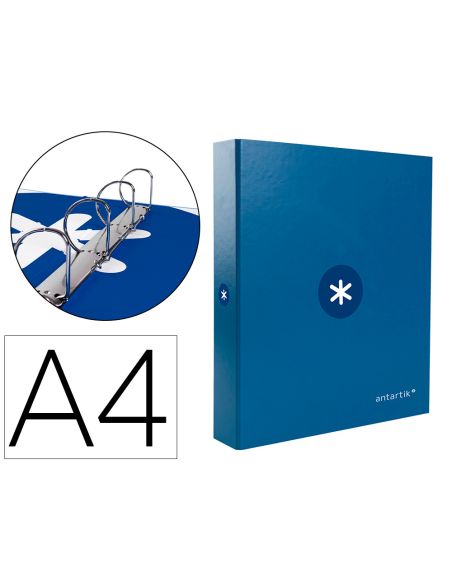 Carpeta 4 Anillas 40 Mm Mixtas Antartik A4 Forrada Color Azul Marino