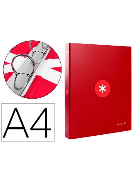 Carpeta Antartik A4 Forrada 4 Anillas 25 Mm Redondas Color Frambuesa