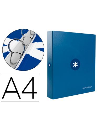 Carpeta Antartik A4 Forrada 4 Anillas 25 Mm Redondas Color Azul Marino