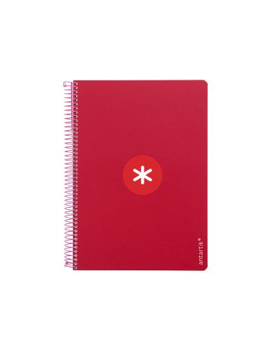 Cuaderno Espiral Antartik A4 Micro Tapa Dura 80H 100Gr Cuadro 5Mm Sin Banda4 Taladros Color Frambuesa