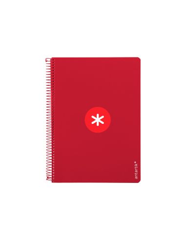 Cuaderno Espiral A4 Antartik Tapa Dura 80H 90Gr Cuadro 4Mm Con Margen Color Frambuesa