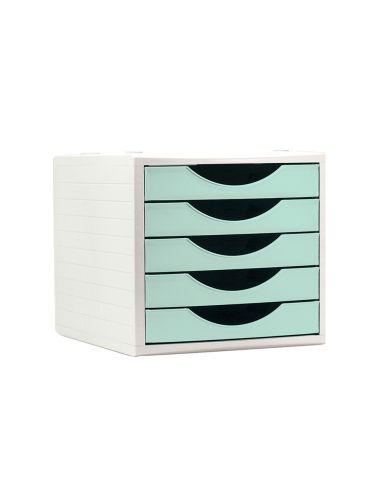 Fichero Cajones De Sobremesa Archivo 2000 5 Cajones Color Verde Pastel 270X340X260 Mm
