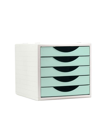 Fichero Cajones De Sobremesa Archivo 2000 5 Cajones Color Verde Pastel 270X340X260 Mm