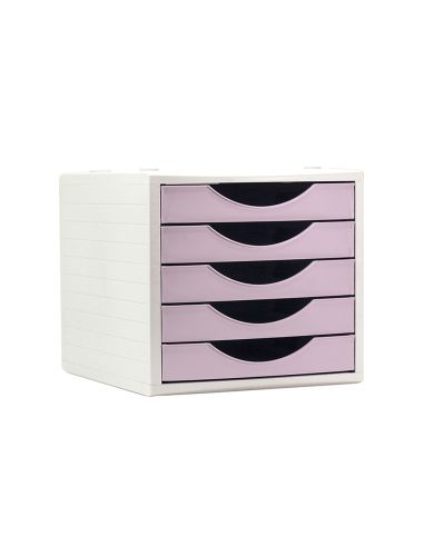 Fichero Cajones De Sobremesa Archivo 2000 5 Cajones Color Rosa Pastel 270X340X260 Mm