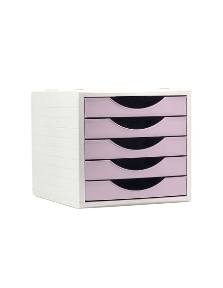 Fichero Cajones De Sobremesa Archivo 2000 5 Cajones Color Rosa Pastel 270X340X260 Mm