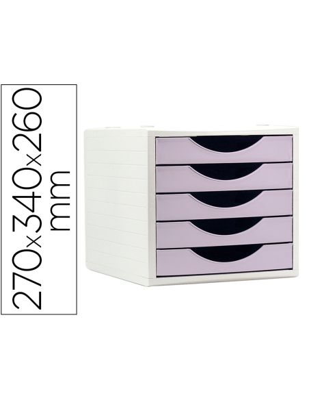 Fichero Cajones De Sobremesa Archivo 2000 5 Cajones Color Lavanda Pastel 270X340X260 Mm