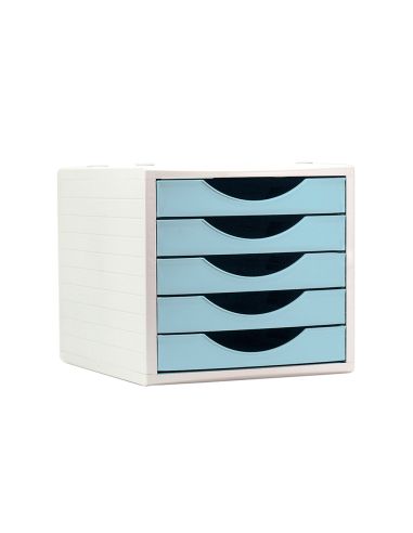Fichero Cajones De Sobremesa Archivo 2000 5 Cajones Color Azul Pastel 270X340X260 Mm