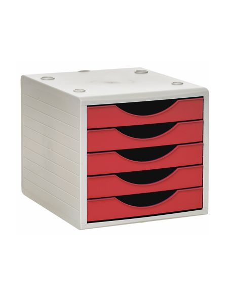 Fichero Cajones De Sobremesa Archivo 2000 5 Cajones Color Rojo Opaco 270X340X260 Mm