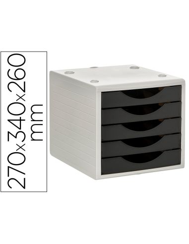 Fichero Cajones De Sobremesa Archivo 2000 5 Cajones Color Negro Opaco 270X340X260 Mm