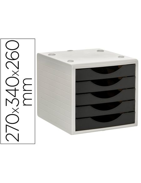 Fichero Cajones De Sobremesa Archivo 2000 5 Cajones Color Negro Opaco 270X340X260 Mm