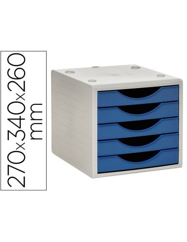 Fichero Cajones De Sobremesa Archivo 2000 5 Cajones Color Azul Opaco 270X340X260 Mm|Libreriasalesiana