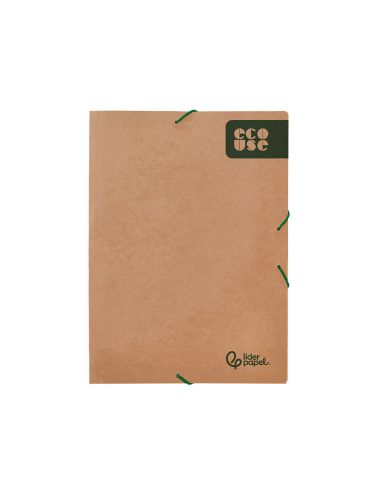 Carpeta Liderpapel Gomas Tres Solapas Ecouse Cartulina 400 Gr Din A4+ Color Kraft Marron