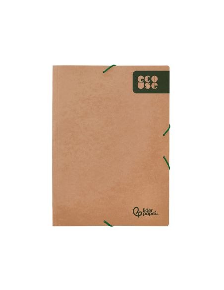 Carpeta Liderpapel Gomas Tres Solapas Ecouse Cartulina 400 Gr Din A4+ Color Kraft Marron
