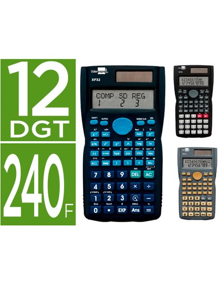 Calculadora Liderpapel Cientif Ica Xf35 240 Funciones Con Tapa Solar Y Pilas Expositor De 10 Unidades Colores Surtidos