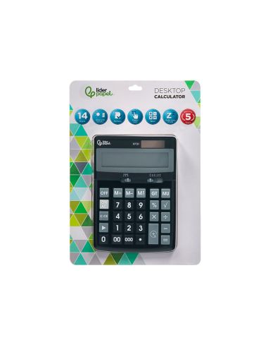 Calculadora Liderpapel Sobremesa Xf31 14 Digitos Solar Y Pilas Color Negro 170X122X35 Mm