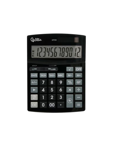 Calculadora Liderpapel Sobremesa Xf30 12 Digitos Tasas Solar Y Pilas Color Negro 190X140X30 Mm