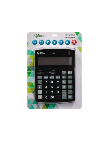 Calculadora Liderpapel Sobremesa Xf29 12 Digitos Solar Y Pilas Color Negro 190X140X30 Mm