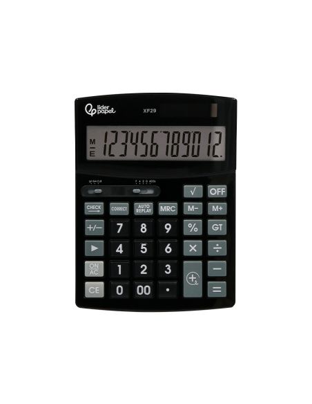 Calculadora Liderpapel Sobremesa Xf29 12 Digitos Solar Y Pilas Color Negro 190X140X30 Mm
