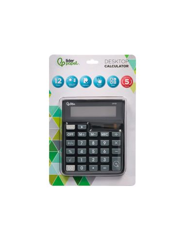 Calculadora Liderpapel Sobremesa Xf26 12 Digitos Solar Y Pilas Color Negro 127X105X24 Mm