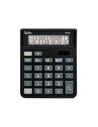 Calculadora Liderpapel Sobremesa Xf26 12 Digitos Solar Y Pilas Color Negro 127X105X24 Mm
