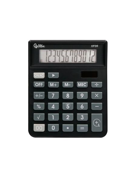 Calculadora Liderpapel Sobremesa Xf26 12 Digitos Solar Y Pilas Color Negro 127X105X24 Mm