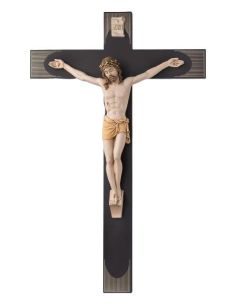Cruz Madera Marron Decorada Cuerpo Resina Color  40X73Cm