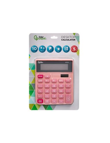 Calculadora Liderpapel Sobremesa Xf23 10 Digitos Solar Y Pilas Color Rosa 127X105X24 Mm