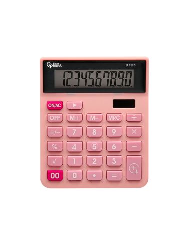 Calculadora Liderpapel Sobremesa Xf23 10 Digitos Solar Y Pilas Color Rosa 127X105X24 Mm