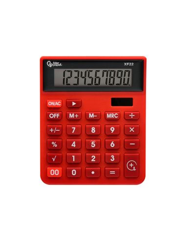 Calculadora Liderpapel Sobremesa Xf22 10 Digitos Solar Y Pilas Color Rojo 127X105X24 Mm