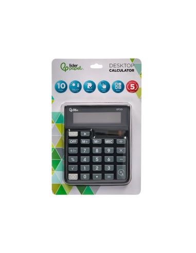 Calculadora Liderpapel Sobremesa Xf20 10 Digitos Solar Y Pilas Color Negro 127X105X24 Mm