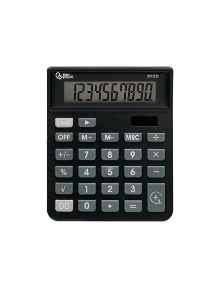 Calculadora Liderpapel Sobremesa Xf20 10 Digitos Solar Y Pilas Color Negro 127X105X24 Mm