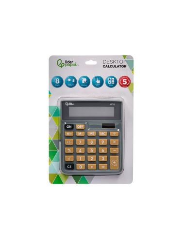 Calculadora Liderpapel Sobremesa Xf18 8 Digitos Solar Y Pilas Color Gris 127X105X24 Mm