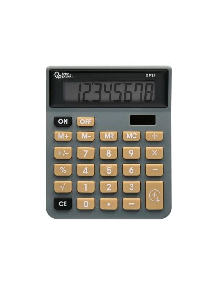 Calculadora Liderpapel Sobremesa Xf18 8 Digitos Solar Y Pilas Color Gris 127X105X24 Mm