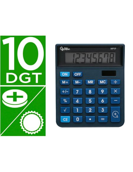 Calculadora Liderpapel Sobremesa Xf17 8 Digitos Solar Y Pilas Color Azul 127X105X24 Mm