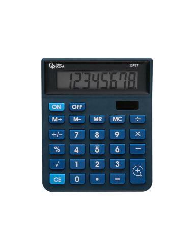 Calculadora Liderpapel Sobremesa Xf17 8 Digitos Solar Y Pilas Color Azul 127X105X24 Mm