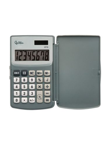 Calculadora Liderpapel Bolsillo Xf15 10 Digitos Con Tapa Solar Y Pilas Color Gris 123X75X12 Mm