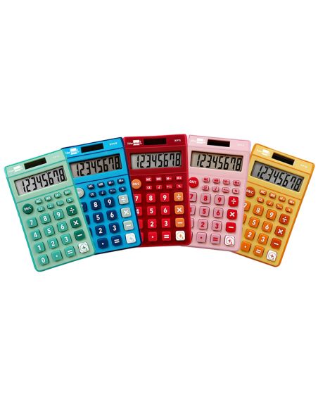 Calculadora Liderpapel Bolsillo Xf14 8 Digitos Solar Y Pilas 115X65X8 Mm Expositor De 16 Unidades Colores