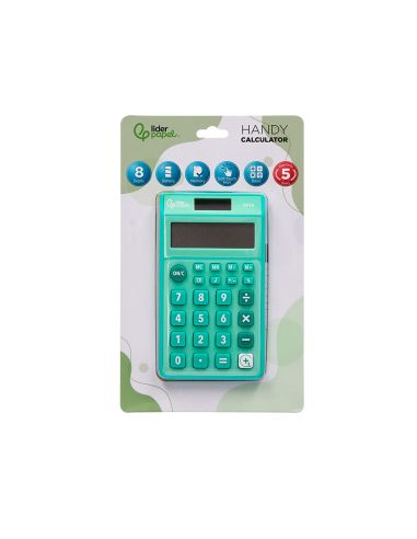 Calculadora Liderpapel Bolsillo Xf13 8 Digitos Solar Y Pilas Color Verde 115X65X8 Mm