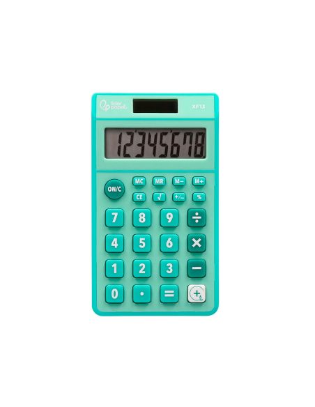Calculadora Liderpapel Bolsillo Xf13 8 Digitos Solar Y Pilas Color Verde 115X65X8 Mm