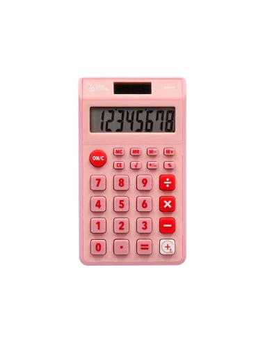 Calculadora Liderpapel Bolsillo Xf12 8 Digitos Solar Y Pilas Color Rosa 115X65X8 Mm