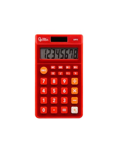 Calculadora Liderpapel Bolsillo Xf11 8 Digitos Solar Y Pilas Color Rojo 115X65X8 Mm