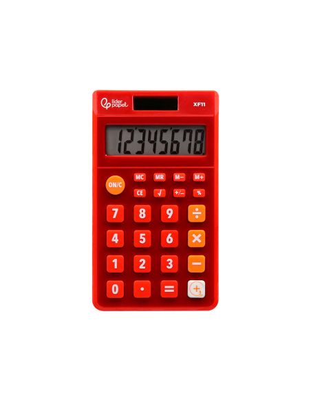 Calculadora Liderpapel Bolsillo Xf11 8 Digitos Solar Y Pilas Color Rojo 115X65X8 Mm