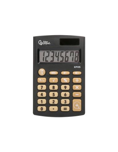 Calculadora Liderpapel Bolsillo Xf05 8 Digitos Solar Y Pilas Color Negro 98X62X8 Mm
