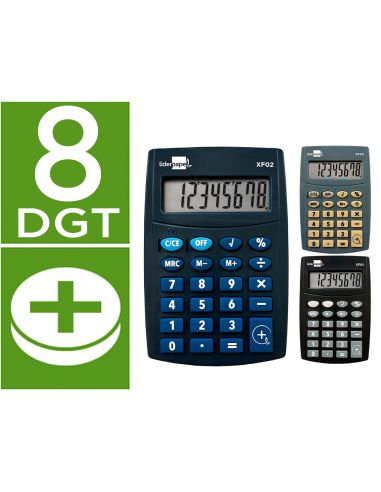 Calculadora Liderpapel Bolsillo Xf04 8 Digitos Pilas 99X64X9 Mm Expositor De 16 Unidades Colores Surtidos