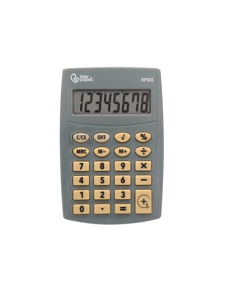 Calculadora Liderpapel Bolsillo Xf03 8 Digitos Pilas Color Gris 99X64X9 Mm